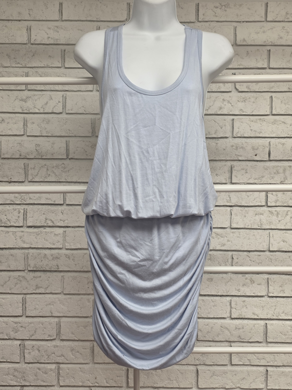 Blue B Collection Light Blue Ruched Sleeveless Tank Dress Women's Medium M